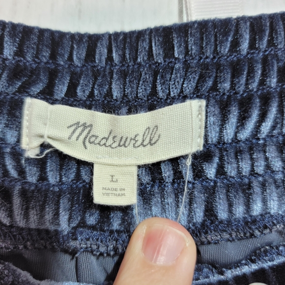 Madewell Women's Dark Blue Velour Wide Leg Cropped Drawstring Pants Size Large. - Picture 4 of 8